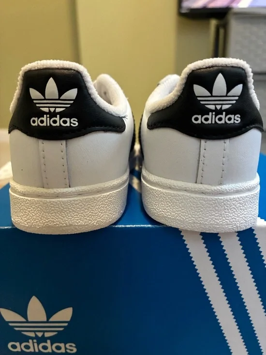 Adidas Kids' White & Black Superstar Sneakers with Side Strap - Picture 7 of 8